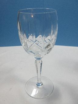 Set of 4 Signed Gorham Crystal Lady Anne Pattern 6 7'8" Wine Glasses w/Multisided Stems