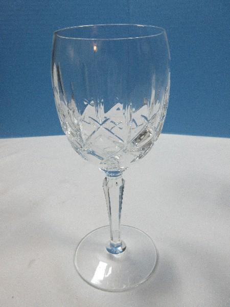Set of 4 Signed Gorham Crystal Lady Anne Pattern 6 7'8" Wine Glasses w/Multisided Stems