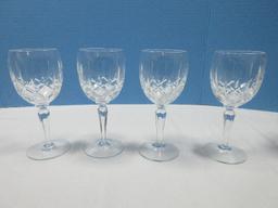 Set of 4 Signed Gorham Crystal Lady Anne Pattern 6 7'8" Wine Glasses w/Multisided Stems