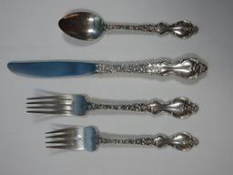 4 pc. International Sterling Silver Du Barry Pattern Flatware Heavy Repousse Floral and Scroll