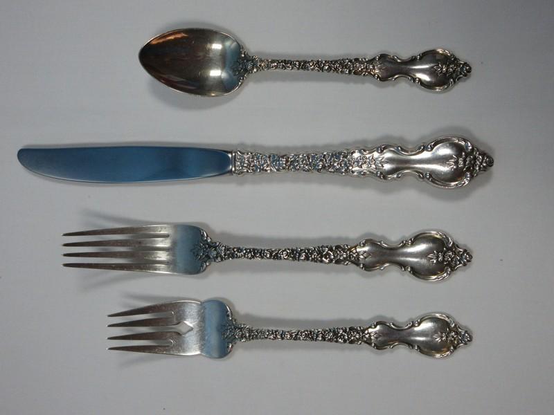 4 pc. International Sterling Silver Du Barry Pattern Flatware Heavy Repousse Floral and Scroll