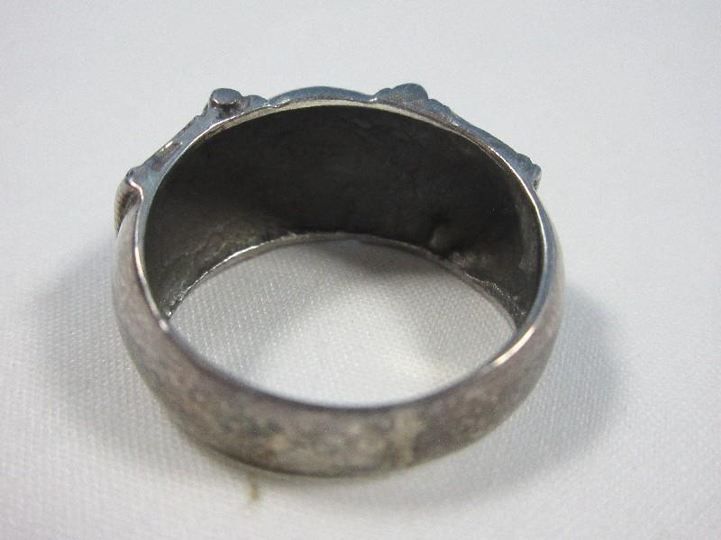 Sterling Silver Ribbon and Beads Design Ring Size 8 1/4