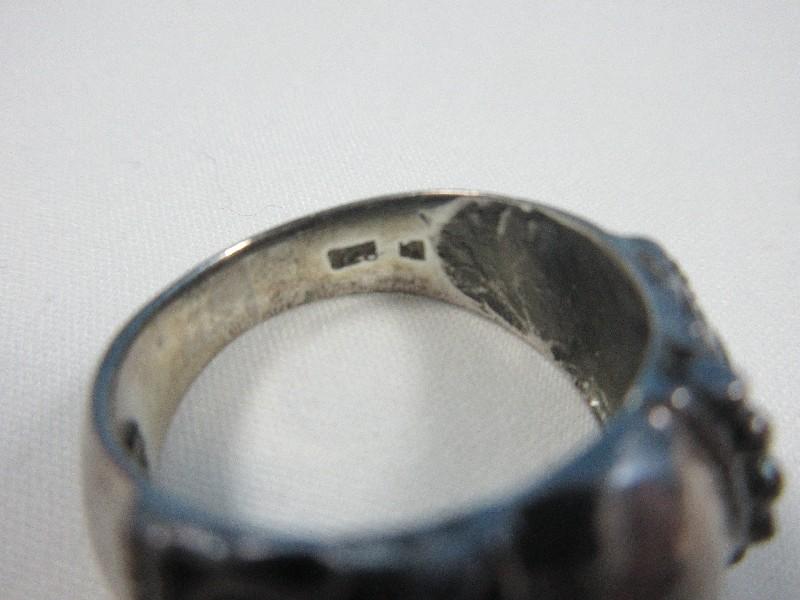 Sterling Silver Ribbon and Beads Design Ring Size 8 1/4