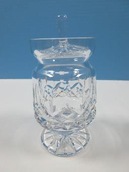 Waterford Crystal Lismore Pattern Jam/Jelly and Lid 5 3/4" Footed Jar with Tall Knob