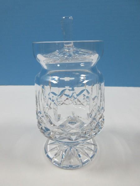 Waterford Crystal Lismore Pattern Jam/Jelly and Lid 5 3/4" Footed Jar with Tall Knob