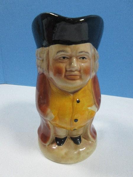 2 Collectors Figural Toby Jug Pitchers 7 1/2" Old English Man 2/ Pitcher and Stein