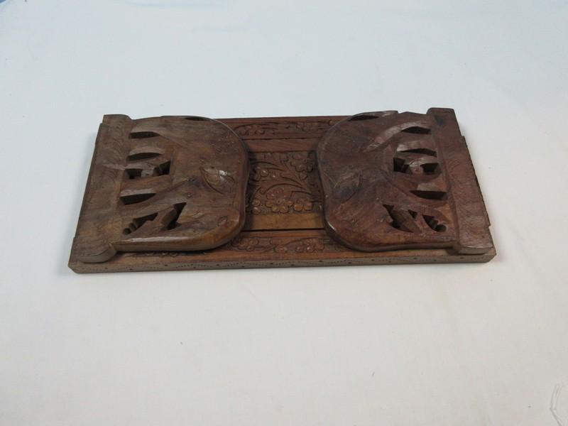 Ornate Carved Sliding Bookends Figural Elephants Adjustable Size (6" H)