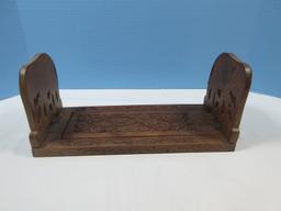 Ornate Carved Sliding Bookends Figural Elephants Adjustable Size (6" H)