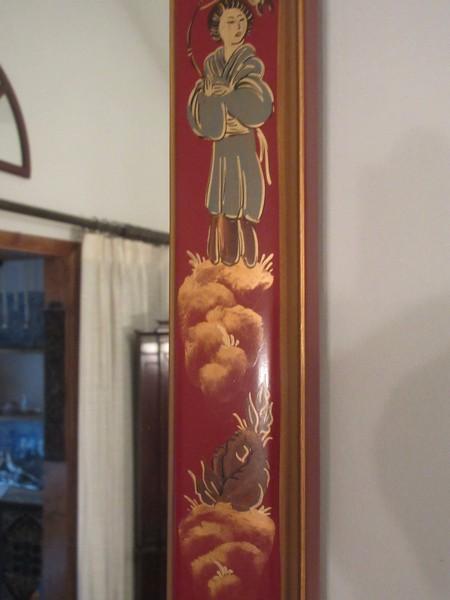 Gorgeous Chinoiserie Decorative Finish Framed Wall D‚cor Mirror Gilt Trim Cinnabar Finish