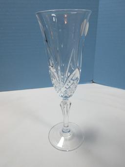Set of 4 Cristal DeFlandre 24% Lead Crystal Salzburg Cut Pattern Fluted Champagne Glasses 8"
