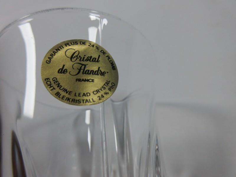 Set of 4 Cristal DeFlandre 24% Lead Crystal Salzburg Cut Pattern Fluted Champagne Glasses 8"