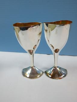 Pair Lenox wedding Promises Silver Plated Holloware 7 3/4" Interlocking Heart Goblets in Box