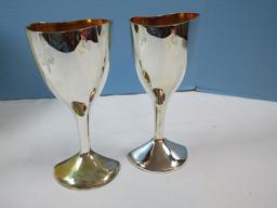Pair Lenox wedding Promises Silver Plated Holloware 7 3/4" Interlocking Heart Goblets in Box