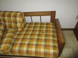 Phenomenal Howard Furniture Mfg. Mid Century Modern Oak Beam Frame Sofa Couch Low Back
