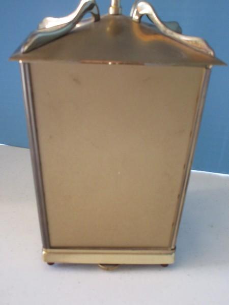 Aug. Schatz & Sohne Germany Schatz Unique Design Clock Brass Case Beveled Glass Panels &