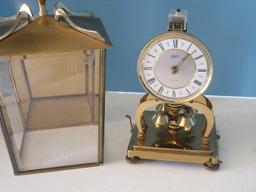 Aug. Schatz & Sohne Germany Schatz Unique Design Clock Brass Case Beveled Glass Panels &