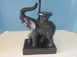 Whimsical Black Resin Figural Elephant 21" Accent Table Lamp Faux Leather Shade