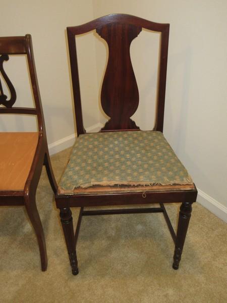 Lot Traditional Mahogany Lyre Back Chair & Mahogany Urn Back Chair Reed Legs- 38"H x 40"