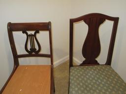 Lot Traditional Mahogany Lyre Back Chair & Mahogany Urn Back Chair Reed Legs- 38"H x 40"