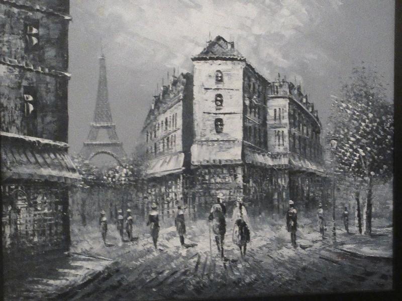 Spectacular Paris France Eiffel Tower City Scape Original Art Oil on Canvas Artist Signed in
