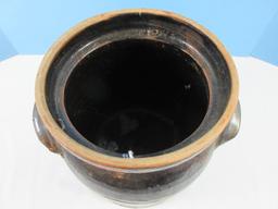 Vintage Pottery Crock Storage Vessel w/Lug Handles- 9 1/2"H x 7"