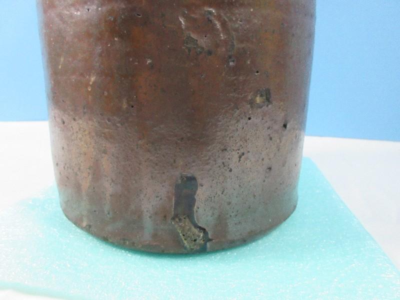 Early Pottery Storage Crock Vessel w/Flared Rim- 9 1/2"H, Top 4 3/4"