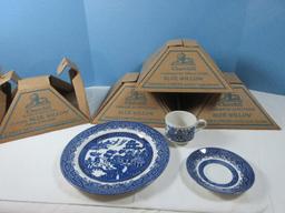 Dinnerware 12pcs Churchill China Classic Blue Willow Pattern 3pc Sets For 4 Place Setting-