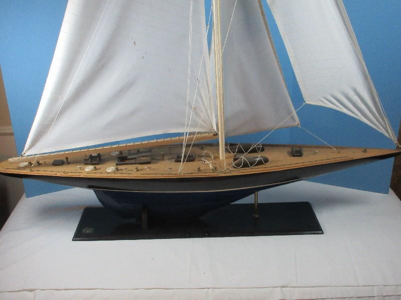 Detailed Impressive Wooden Model Sailboat Schooner Yacht/Ship on Stand- Approx 61"H x 45"