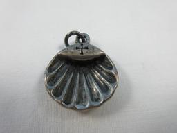 Sterling Silver Scalloped Shell Pendant w/Cross - Wgt 6.15G +/-