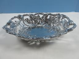 Arthur Court Aluminum Hollowware magnolia 10 1/2" Bread Basket Flower & Foliage Design