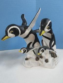 Set of 3 Franklin Mint Collectors Porcelain Whimsical Comical Penguin Figurines by Michelle