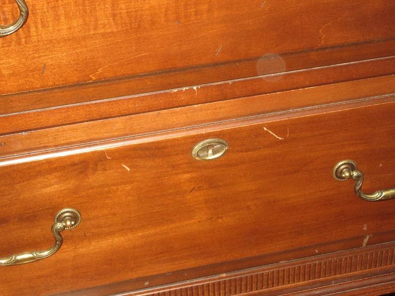 Durham Solid Wood Furniture Expresso Finish Triple Dresser Chest w/Attached Framed Beveled