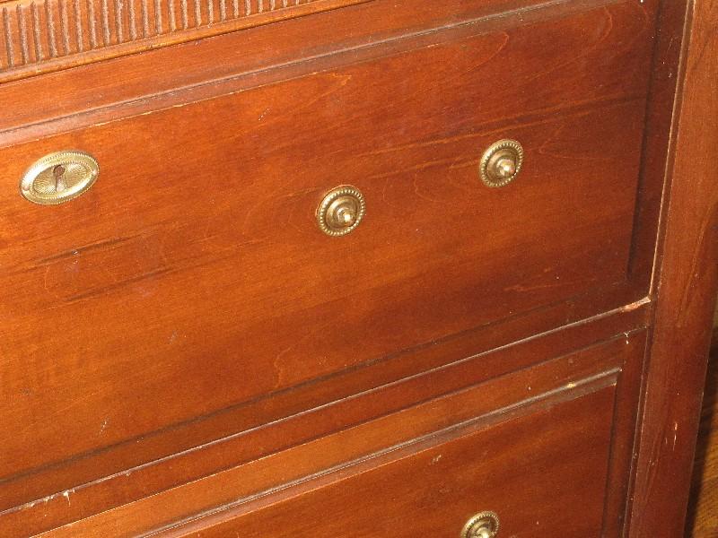 Durham Solid Wood Furniture Expresso Finish Triple Dresser Chest w/Attached Framed Beveled