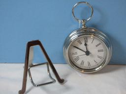 Elegant Pottery Barn Pocket Watch Clock w/Easel Handsome Time Piece Antique English Style