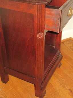 Federal Style Mahogany Nightstand w/Dovetail Drawer Base Shelf & Rosette Accents-