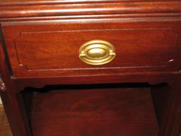 Federal Style Mahogany Nightstand w/Dovetail Drawer Base Shelf & Rosette Accents-