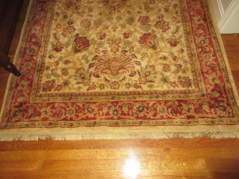 Classic Persian Design Area Rug w/Fringe Camel/Cinnabar Colors- Approx 92" x 62"