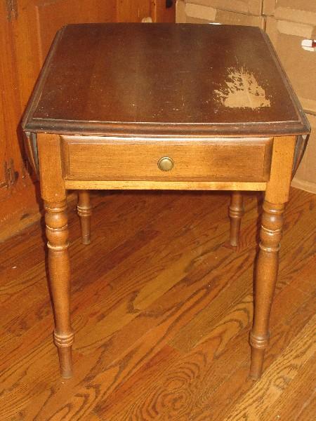 Conant Ball Furniture Makers Dropleaf Solid Rock Maple Early American Repro End Table w/