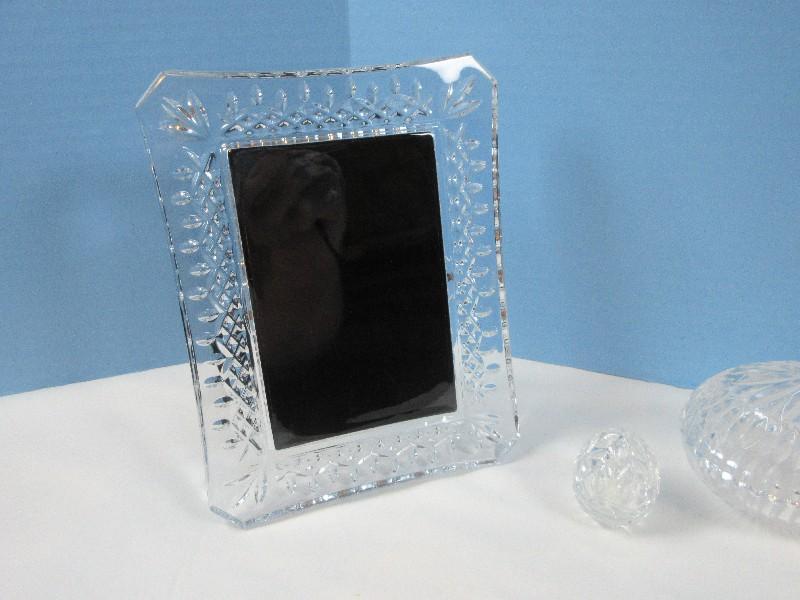 Lot Waterford Crystal Lismore Pattern 4" x 6" Photo Frame 8 3/4"H, Waterford Crystal Colleen