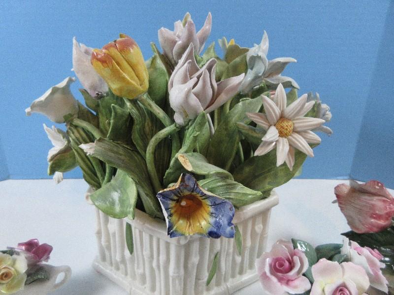 Lot Hand Crafted Bone Chine Porcelain Planter/Bowl Flower Arrangements Royal Doulton,Crown