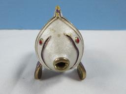 Dazzling Enameled Jeweled Tropical Fish Figural Trinket Box-Approx 2 1/4"H x 3 1/4"