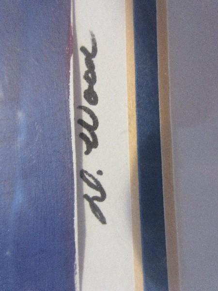 Abstract Foliage Original Artwork Signed D. Wood in Gilt Trim Frame/Mat- 29 1/4" x 19"