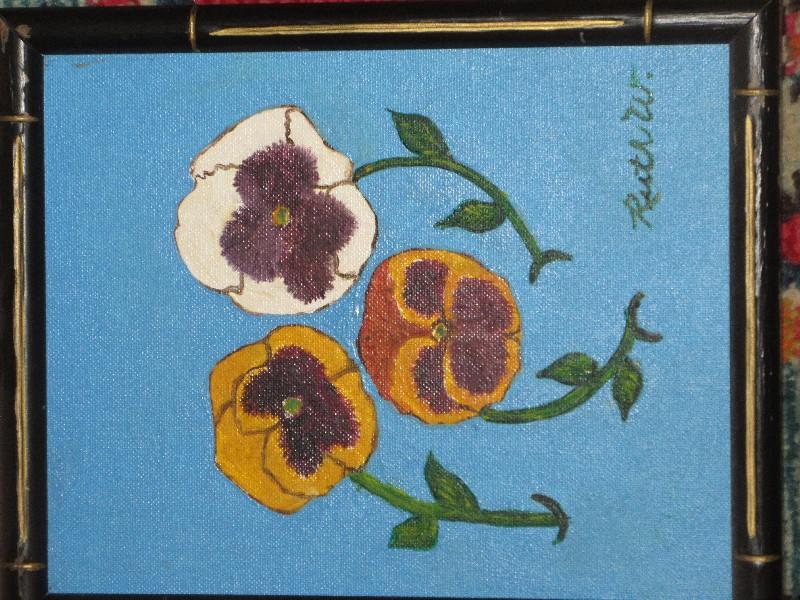 Collection 8 Original Artworks by Local Artist Signed Ruth Wilson Botanical Magnolia, Pansies,