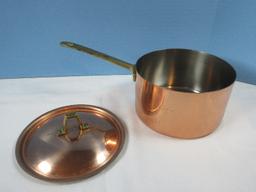 Paul Revere Copper Saucepan & Lid Brass Handles 3 3/4"H/6 1/2"D Copper Gelatin Molded