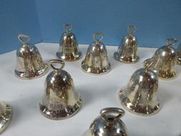 29pc Collection Reed & Barton Silverplate Annual Christmas Bell Ornaments, 10th Day of
