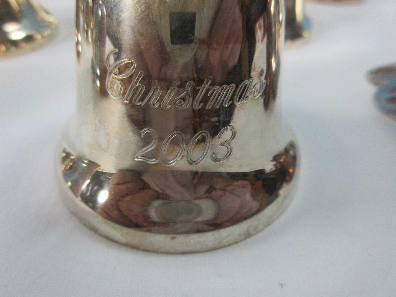 29pc Collection Reed & Barton Silverplate Annual Christmas Bell Ornaments, 10th Day of