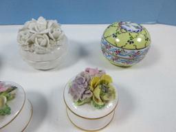 Lot Collection Porcelain Trinket Boxes Royal Danube Hand Painted, Colorful Takahshi Round