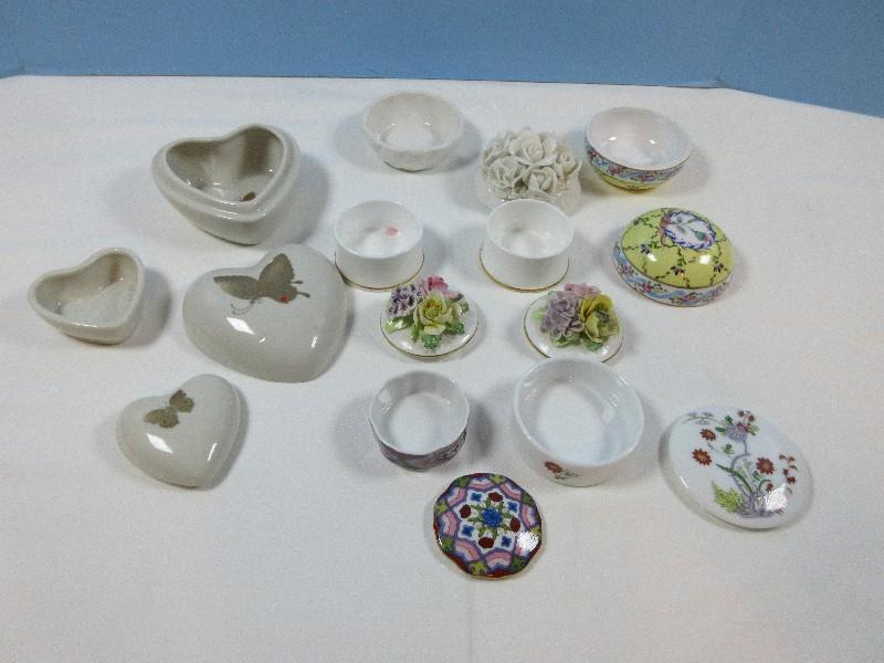 Lot Collection Porcelain Trinket Boxes Royal Danube Hand Painted, Colorful Takahshi Round