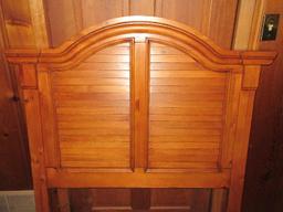 Knotty Pine Early American Style Arched Pediment Shutter Twin Size Headboard-53 1/2" x 46"