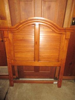 Knotty Pine Early American Style Arched Pediment Shutter Twin Size Headboard-53 1/2" x 46"